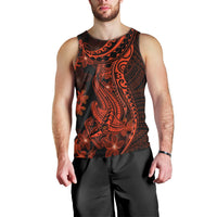 Red Polynesia Men Tank Top Shark Tattoo With Polynesian Plumeria - Wonder Print Shop
