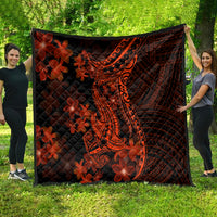 Red Polynesia Quilt Shark Tattoo With Polynesian Plumeria - Wonder Print Shop