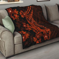 Red Polynesia Quilt Shark Tattoo With Polynesian Plumeria - Wonder Print Shop