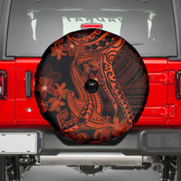 Red Polynesia Spare Tire Cover Shark Tattoo With Polynesian Plumeria - Wonder Print Shop