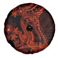 Red Polynesia Spare Tire Cover Shark Tattoo With Polynesian Plumeria - Wonder Print Shop