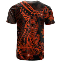 Red Polynesia T Shirt Shark Tattoo With Polynesian Plumeria - Wonder Print Shop