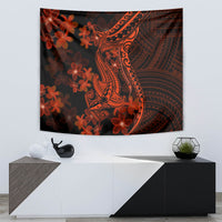 Red Polynesia Tapestry Shark Tattoo With Polynesian Plumeria - Wonder Print Shop