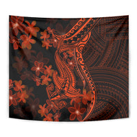 Red Polynesia Tapestry Shark Tattoo With Polynesian Plumeria - Wonder Print Shop