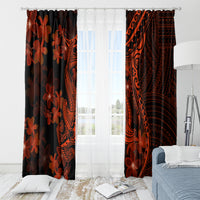 Red Polynesia Window Curtain Shark Tattoo With Polynesian Plumeria - Wonder Print Shop