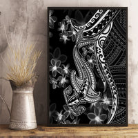 Black Polynesia Canvas Wall Art Shark Tattoo With Polynesian Plumeria - Wonder Print Shop