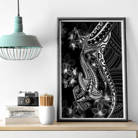 Black Polynesia Canvas Wall Art Shark Tattoo With Polynesian Plumeria - Wonder Print Shop