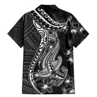 Black Polynesia Family Matching Mermaid Dress and Hawaiian Shirt Shark Tattoo With Polynesian Plumeria - Wonder Print Shop
