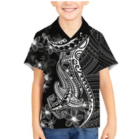 Black Polynesia Family Matching Mermaid Dress and Hawaiian Shirt Shark Tattoo With Polynesian Plumeria - Wonder Print Shop