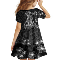 Black Polynesia Family Matching Off Shoulder Short Dress and Hawaiian Shirt Shark Tattoo With Polynesian Plumeria - Wonder Print Shop