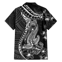 Black Polynesia Family Matching Puletasi Dress and Hawaiian Shirt Shark Tattoo With Polynesian Plumeria - Wonder Print Shop