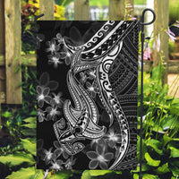 Black Polynesia Garden Flag Shark Tattoo With Polynesian Plumeria - Wonder Print Shop
