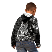 Black Polynesia Kid Hoodie Shark Tattoo With Polynesian Plumeria - Wonder Print Shop