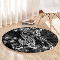 black-polynesia-round-carpet-shark-tattoo-with-polynesian-plumeria