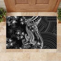 Black Polynesia Rubber Doormat Shark Tattoo With Polynesian Plumeria - Wonder Print Shop