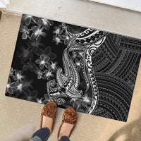 Black Polynesia Rubber Doormat Shark Tattoo With Polynesian Plumeria - Wonder Print Shop