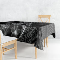 Black Polynesia Tablecloth Shark Tattoo With Polynesian Plumeria - Wonder Print Shop