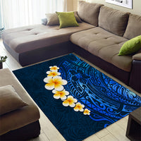 Blue Polynesia Area Rug Plumeria Tropical Leaves With Galaxy Polynesian Art - Wonder Print Shop