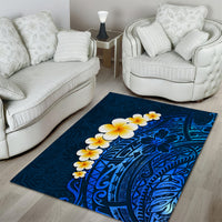 Blue Polynesia Area Rug Plumeria Tropical Leaves With Galaxy Polynesian Art - Wonder Print Shop