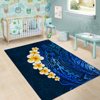 Blue Polynesia Area Rug Plumeria Tropical Leaves With Galaxy Polynesian Art - Wonder Print Shop