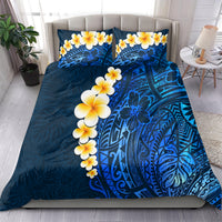 Blue Polynesia Bedding Set Plumeria Tropical Leaves With Galaxy Polynesian Art - Wonder Print Shop