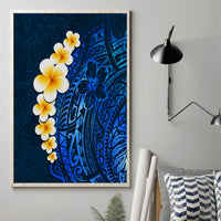 Blue Polynesia Canvas Wall Art Plumeria Tropical Leaves With Galaxy Polynesian Art - Wonder Print Shop