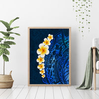 Blue Polynesia Canvas Wall Art Plumeria Tropical Leaves With Galaxy Polynesian Art - Wonder Print Shop