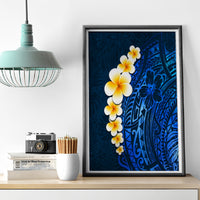 Blue Polynesia Canvas Wall Art Plumeria Tropical Leaves With Galaxy Polynesian Art - Wonder Print Shop