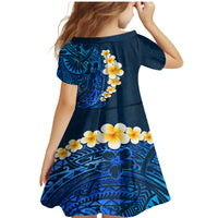 Blue Polynesia Family Matching Mermaid Dress and Hawaiian Shirt Plumeria Tropical Leaves With Galaxy Polynesian Art - Wonder Print Shop