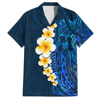 Blue Polynesia Hawaiian Shirt Plumeria Tropical Leaves With Galaxy Polynesian Art - Wonder Print Shop