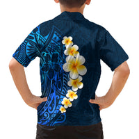 Blue Polynesia Hawaiian Shirt Plumeria Tropical Leaves With Galaxy Polynesian Art - Wonder Print Shop
