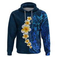 Blue Polynesia Hoodie Plumeria Tropical Leaves With Galaxy Polynesian Art - Wonder Print Shop