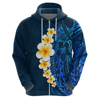 Blue Polynesia Hoodie Plumeria Tropical Leaves With Galaxy Polynesian Art - Wonder Print Shop