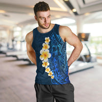 Blue Polynesia Men Tank Top Plumeria Tropical Leaves With Galaxy Polynesian Art - Wonder Print Shop