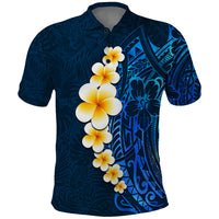 Blue Polynesia Polo Shirt Plumeria Tropical Leaves With Galaxy Polynesian Art - Wonder Print Shop