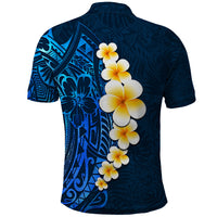 Blue Polynesia Polo Shirt Plumeria Tropical Leaves With Galaxy Polynesian Art - Wonder Print Shop