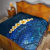 Blue Polynesia Quilt Plumeria Tropical Leaves With Galaxy Polynesian Art - Wonder Print Shop