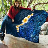 Blue Polynesia Quilt Plumeria Tropical Leaves With Galaxy Polynesian Art - Wonder Print Shop