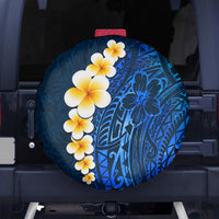 Blue Polynesia Spare Tire Cover Plumeria Tropical Leaves With Galaxy Polynesian Art - Wonder Print Shop