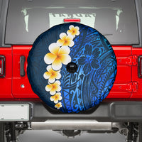 Blue Polynesia Spare Tire Cover Plumeria Tropical Leaves With Galaxy Polynesian Art - Wonder Print Shop
