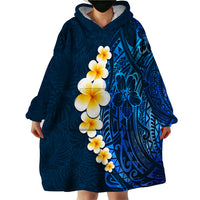 Blue Polynesia Wearable Blanket Hoodie Plumeria Tropical Leaves With Galaxy Polynesian Art - Wonder Print Shop