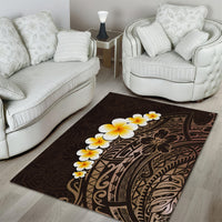 Brown Polynesia Area Rug Plumeria Tropical Leaves With Galaxy Polynesian Art - Wonder Print Shop