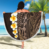 Brown Polynesia Beach Blanket Plumeria Tropical Leaves With Galaxy Polynesian Art - Wonder Print Shop