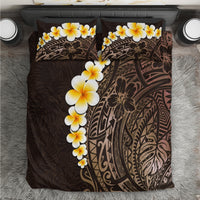 Brown Polynesia Bedding Set Plumeria Tropical Leaves With Galaxy Polynesian Art - Wonder Print Shop