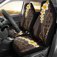 Brown Polynesia Car Seat Cover Plumeria Tropical Leaves With Galaxy Polynesian Art - Wonder Print Shop