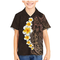 Brown Polynesia Family Matching Mermaid Dress and Hawaiian Shirt Plumeria Tropical Leaves With Galaxy Polynesian Art - Wonder Print Shop