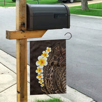 Brown Polynesia Garden Flag Plumeria Tropical Leaves With Galaxy Polynesian Art - Wonder Print Shop