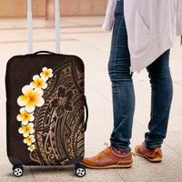 Brown Polynesia Luggage Cover Plumeria Tropical Leaves With Galaxy Polynesian Art - Wonder Print Shop
