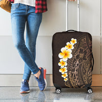 Brown Polynesia Luggage Cover Plumeria Tropical Leaves With Galaxy Polynesian Art - Wonder Print Shop