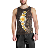 Brown Polynesia Men Tank Top Plumeria Tropical Leaves With Galaxy Polynesian Art - Wonder Print Shop